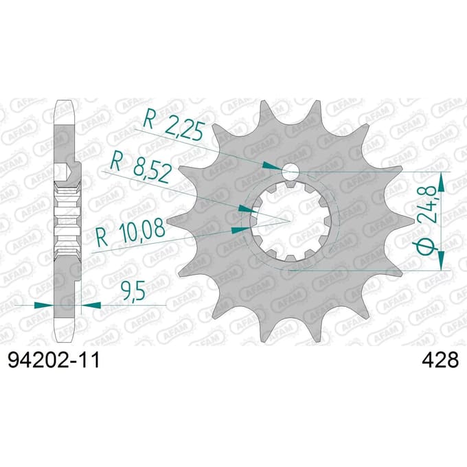 Stalen motortandwiel voor Afam 428 11 dents