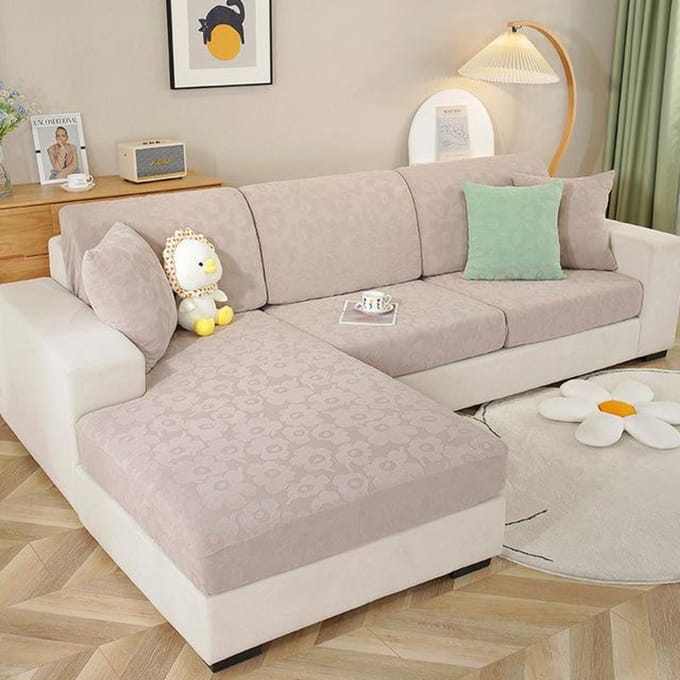 Housse de Canapé Élastique Anti-poussière Couleur Unie Jacquard Épaississement Housse de Canapé de Salon Antidérapante Enveloppe Complète Housse de Coussin de Canapé 1 /2 /3 1pc Normal size-S café
