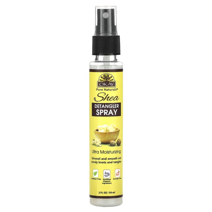 Okay Pure Naturals, Spray démêlant au karité, 2 fl oz (59 ml) yellow