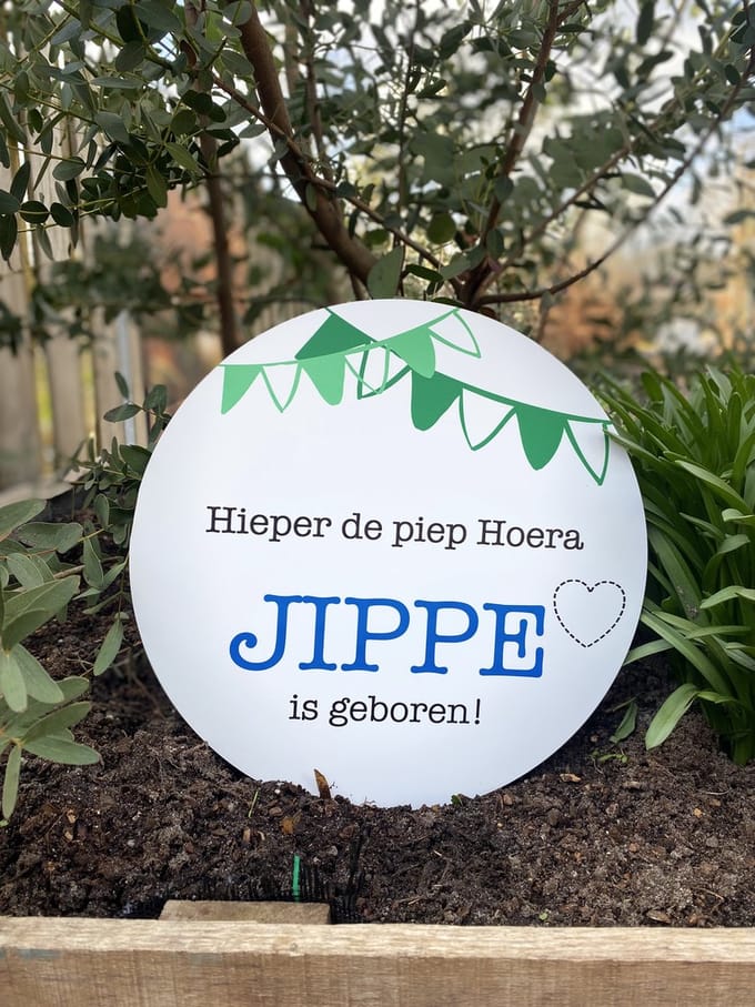 Creaties van Hier - Geboortebord - Gepersonaliseerd met eigen naam - Dibond - 30 cm