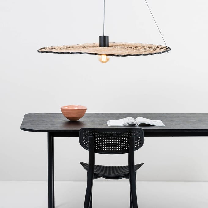 FARO BARCELONA Costas hanglamp, kantelbare rotan kap, Ø 100cm