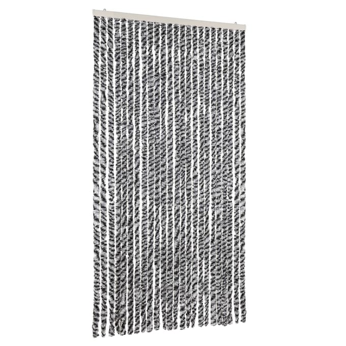 vidaXL - Vliegengordijn - 100x230 - cm - chenille - grijs - en - zwart-wit
