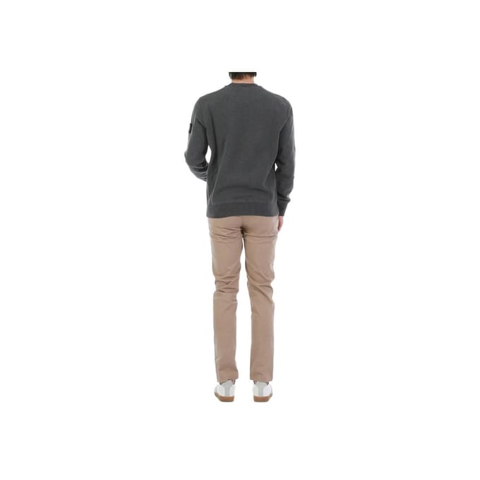 Stone Island Logo Patroon Pullover Ronde Hals Sweatshirt Heren sweatshirt Grijs 751563020-V0M67 L gray