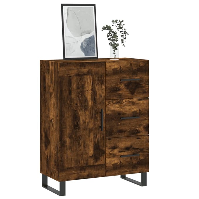vidaXL - Dressoir - 69,5x34x90 - cm - bewerkt - hout - gerookt - eikenkleurig