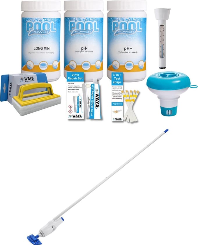 WAYS - Zwembad Onderhoud - Pakket Medium & Oplaadbare zwembad stofzuiger