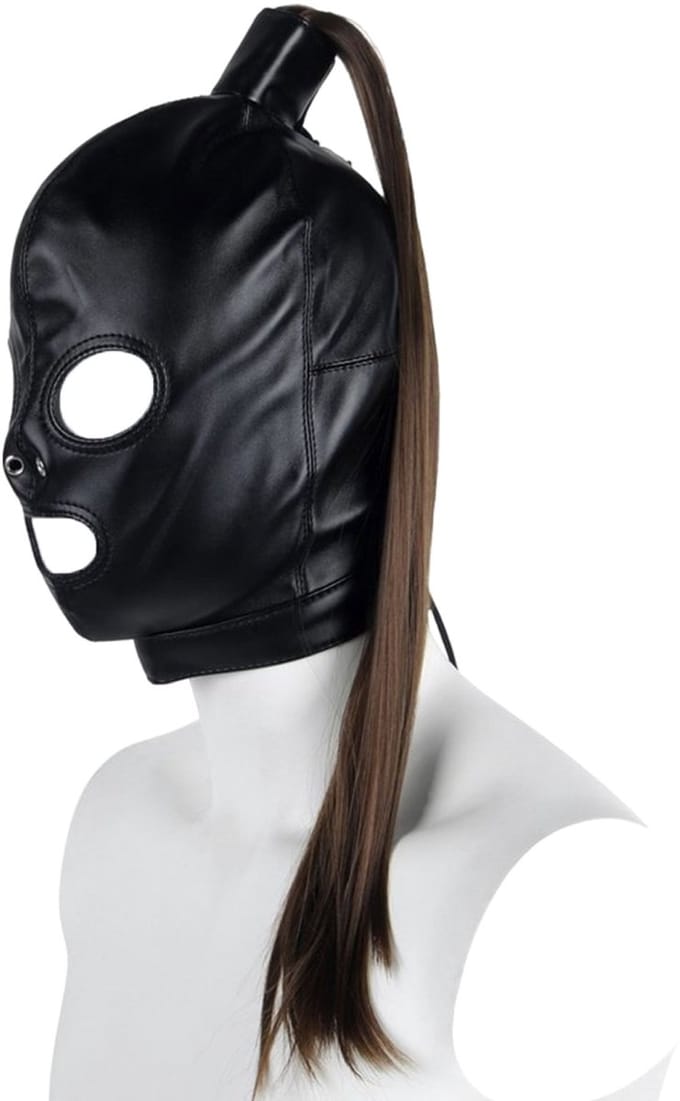Bondage masker - Kunstleer - Gat paardenstaart