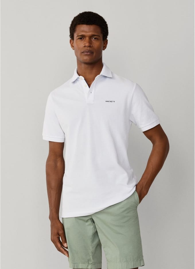 Hackett Swim Trim Island Korte Mouw Poloshirt Wit L Man