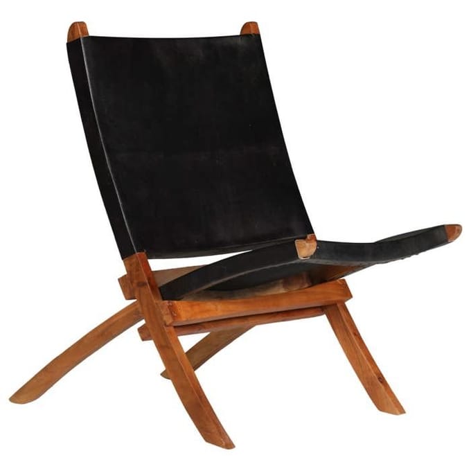 Maison Exclusive - Chaise pliante en cuir véritable noir noir