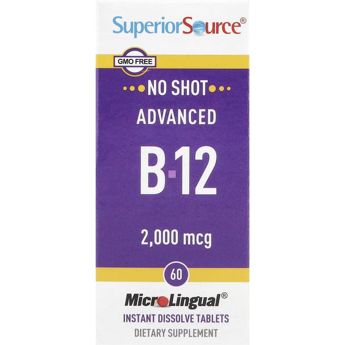Geavanceerde B-12, 2.000 Mcg, Microlingual® Direct Oplosbare Tabletten, 60 Tabletten