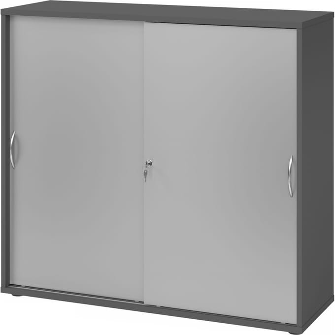 BETA 1753S | Schuifdeurkast | 3 OH - Grafiet/Zilver Metalen handgreep