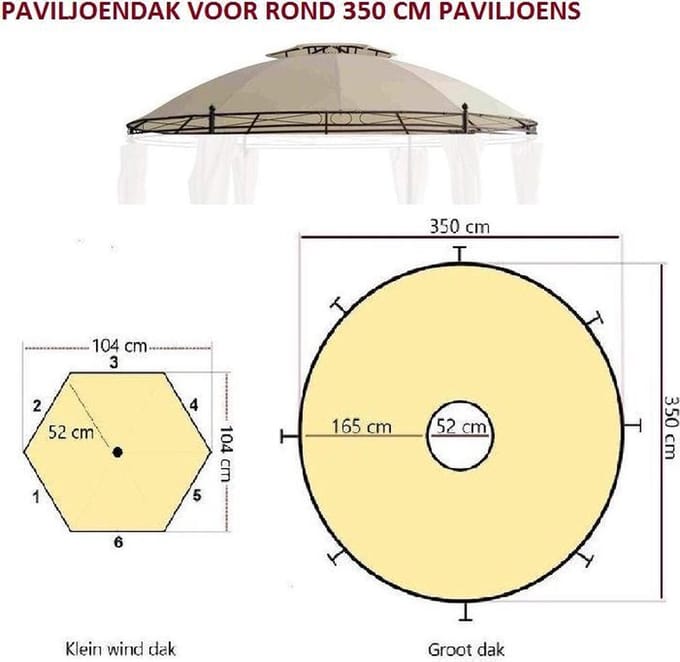 El Jardin | Waterdicht dak | Rond | 350 cm paviljoen Beige