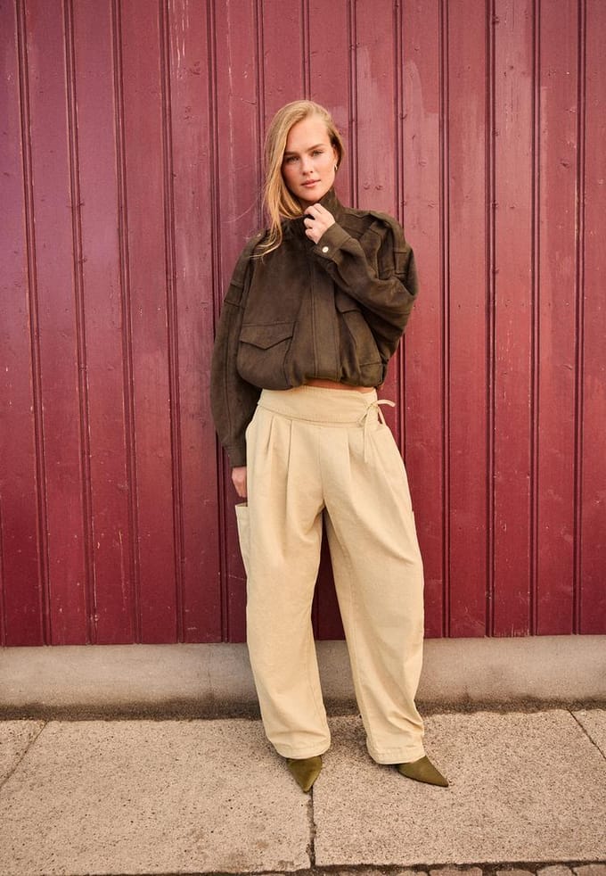 Stradivarius Oversized kunstsuède jack  Bruin M