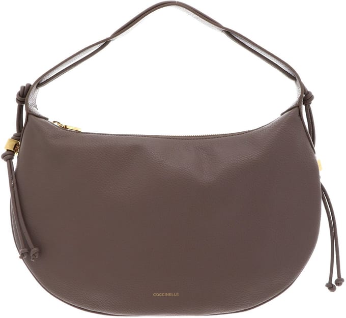 COCCINELLE Leren schoudertas Thess Handbag Grained Leather Warm Taupe