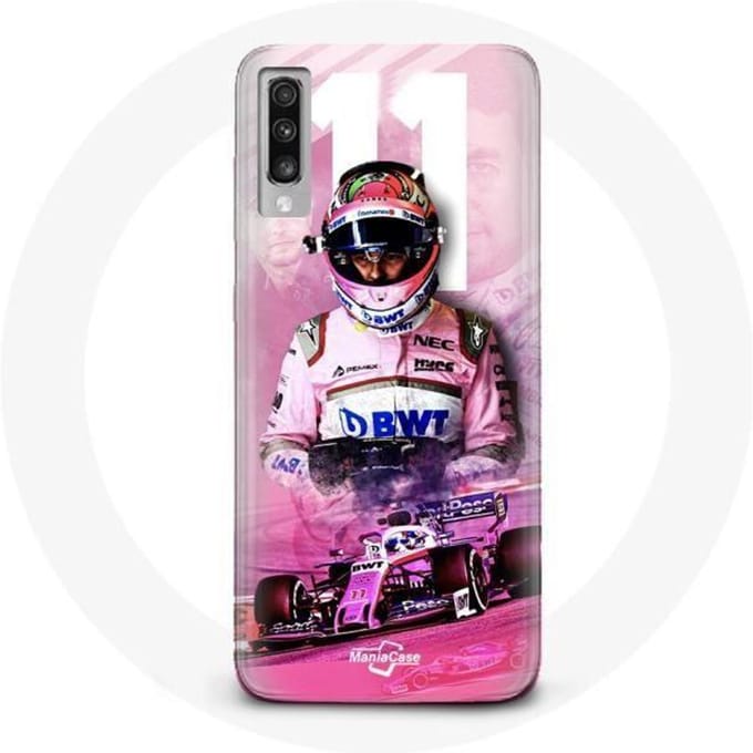 Hoesje voor Samsung Galaxy A50 Formule 1 Sergio Pérez F1 Driver Roze