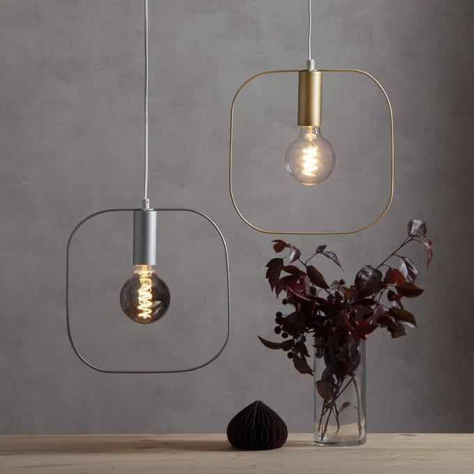 STAR TRADING Decoratie-hanglamp Shape met vierkant, zilver