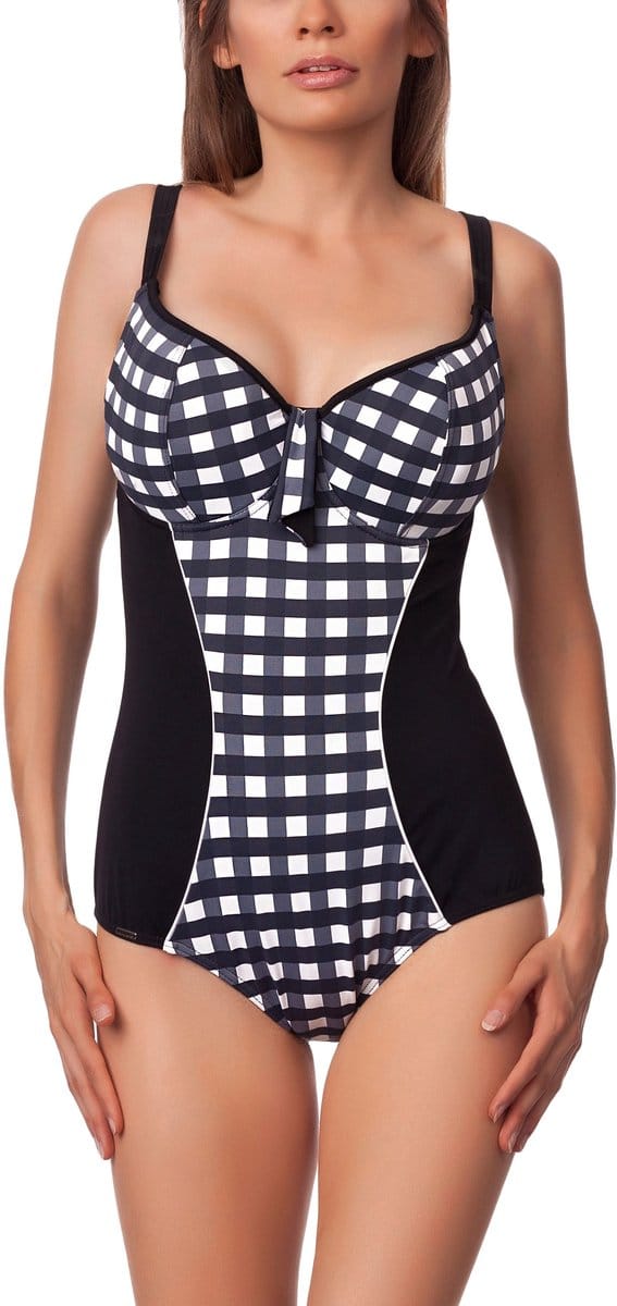 Antie Dames Zwemkleding – Badpak – Zwart/Wit – 38E - AN-MAKIRA-O