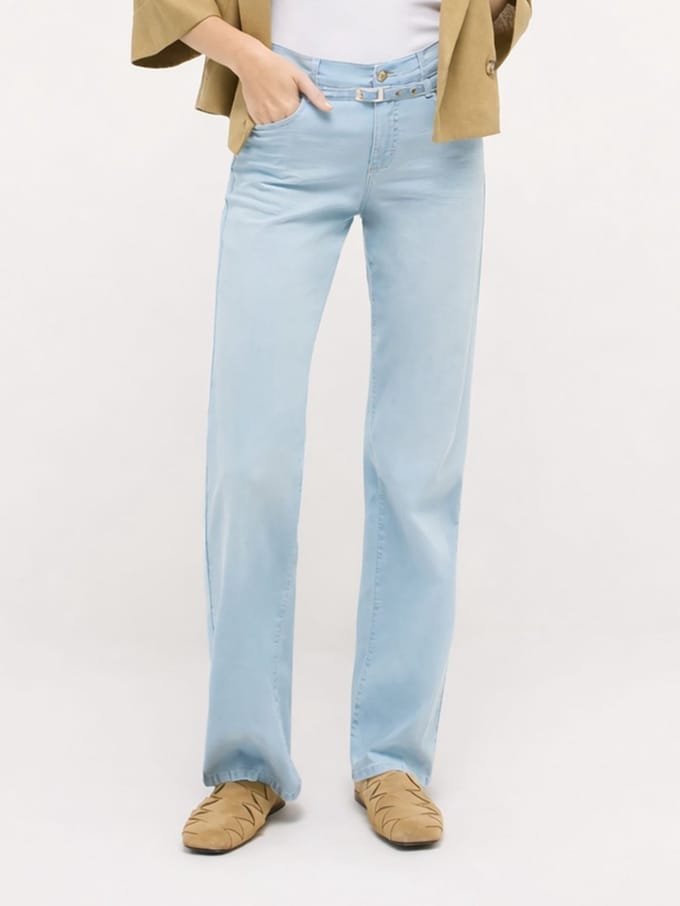 flared jeans met riem model 'Liz City'