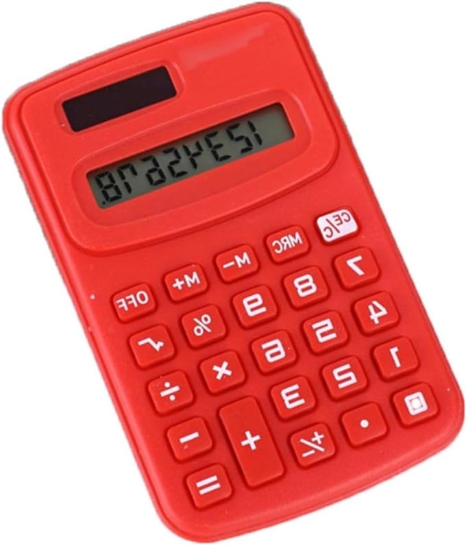 Mini Rekenmachine - Zakrekenmachine Desktop - Basis Budgettering - Dubbele Voeding Solar Batterij - 10.1 x 6.4 cm - Rood