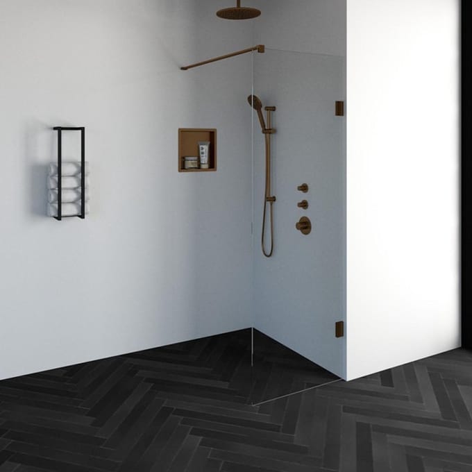 Brauer Void inloopdouche helder glas 70x200 incl. glascoating PVD koper geborsteld