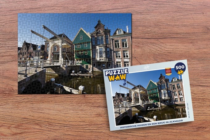 Puzzel Alkmaar - Brug - Huizen - Legpuzzel - Puzzel 500 stukjes