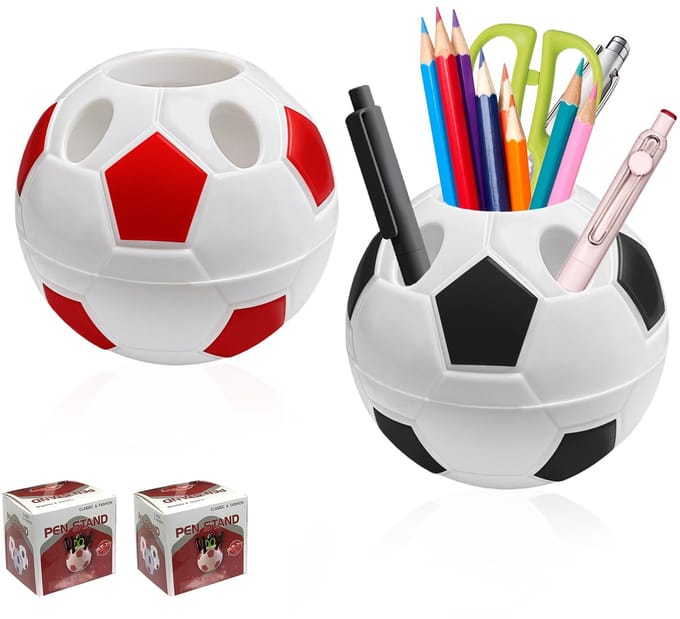 2 stuks Bureau Organizer in creatief voetbal-ontwerp, als Stift Organizer en multifunctionele Stifthouder met Lade voor kantoor, school, thuis