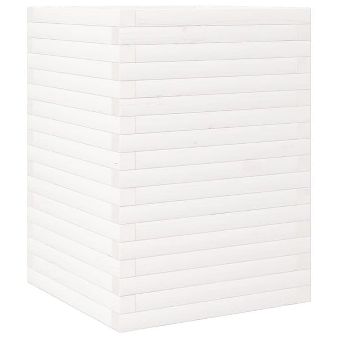 vidaXL - Plantenbak - 50x50x68,5 - cm - massief - grenenhout - wit