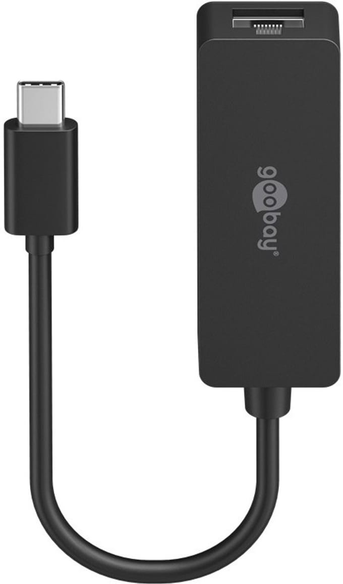 Goobay USB-C naar RJ45 LAN adapter | USB3.0 | CAT6 | zwart | 0,10 meter