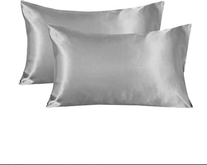 Satijnen -Slik Kussenslopen- Anti Allergeen -  Set van 2 - 60x70cm  -Grijs