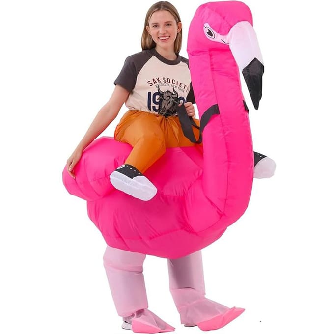 Costume Gonflable Flamant Rose, Adulte 150-190cm rouge rose