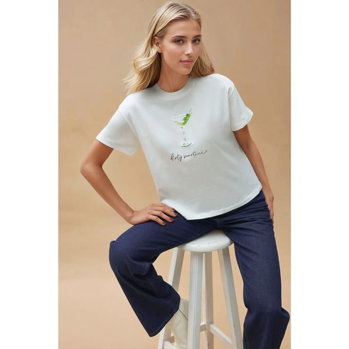 Geprinte Regular Fit Ronde Hals T-shirt van 100% Katoen