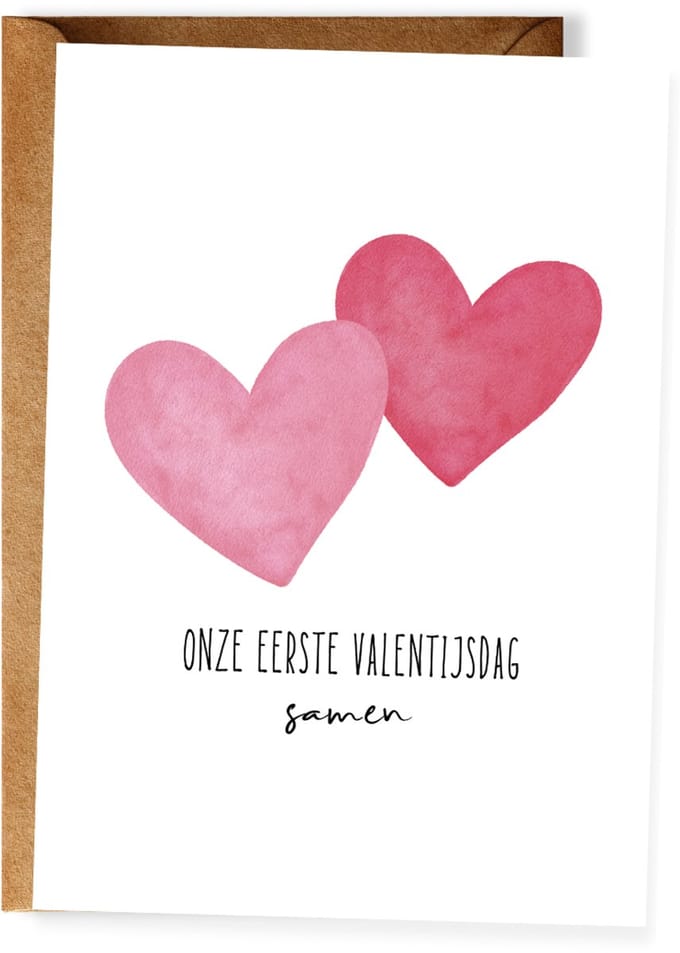 Onze eerste valentijn samen – Valentijnskaart met envelop