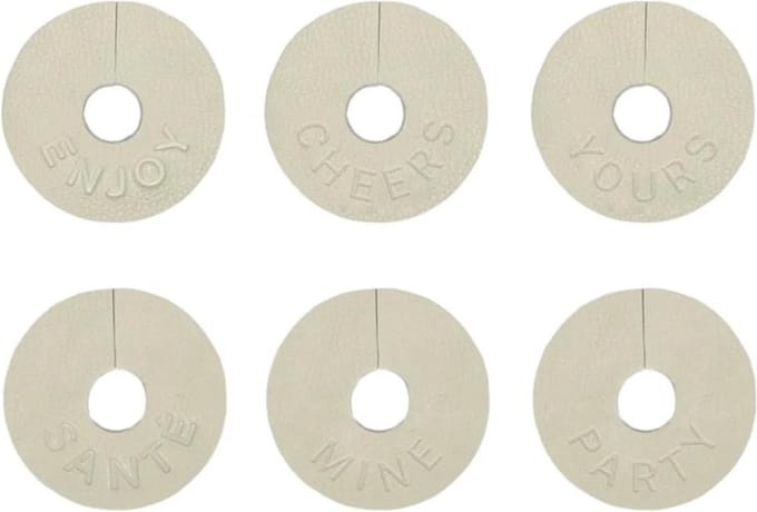 LEEFF - Wijnglas hangers WIEP - set van 6 - beige