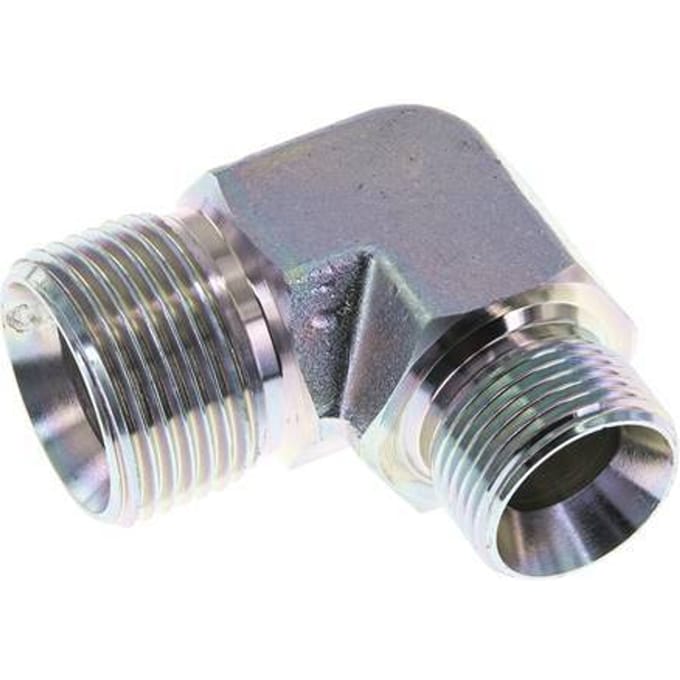 90° L-Verloopkoppeling  G3/4 '' X G1 '' Hoge Druk Staal  60° Conus 225bar Hydrauliek
