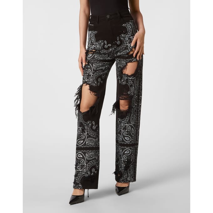 Jeans Met Wijde Pijpen Paisley