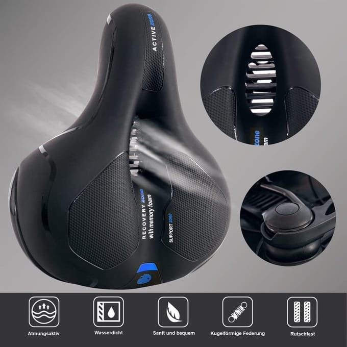 Ergonomisch Gelfietszadel met Waterdichte Afdekking en Reflecterende Strepen