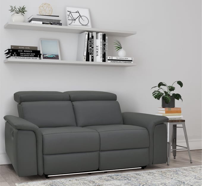 Pareli-Sofa 2-zits - Handmatige Relax - Grijs PU