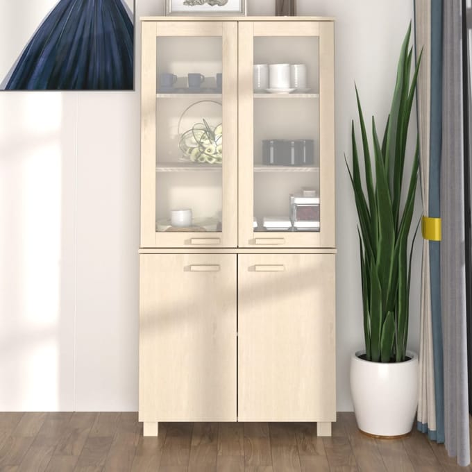 vidaXL - Hoge - kast - HAMAR - massief - grenenhout - honingbruin