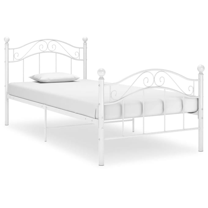 vidaXL - Bedframe - metaal - wit - 100x200 - cm