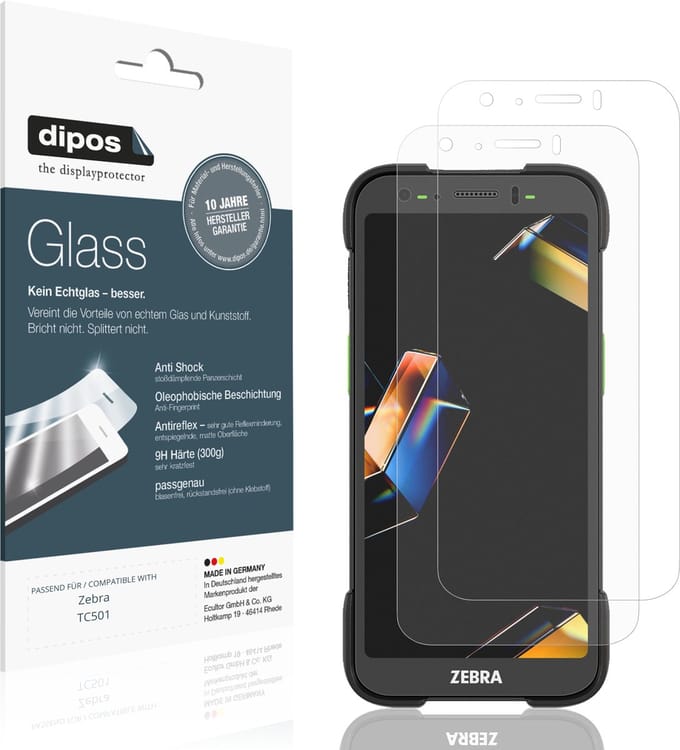 dipos – 2x Matte Pantserfolie geschikt voor Zebra TC501 | 9H Screenprotector