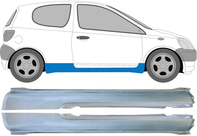 Volledige dorpel voor Toyota Yaris 1999-2005 / Links + Rechts / Set