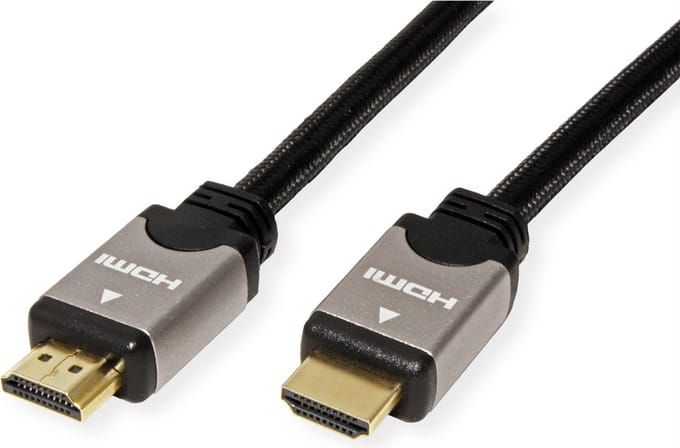ROLINE HDMI HighSpeed kabel met Ethernet, M/M, zwart / zilver, 2 m