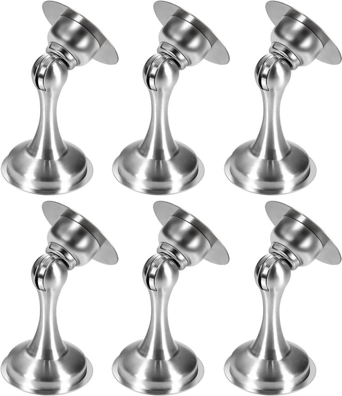 Set van 6 Magnetische Deurstops - Roestvrij Staal met Sterke Magneet