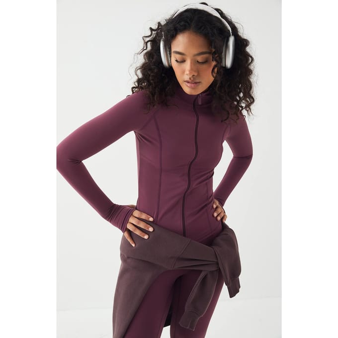Dames DSGN Studio Sports Super Zachte Doorritsjack | Pruim | Maat: Medium