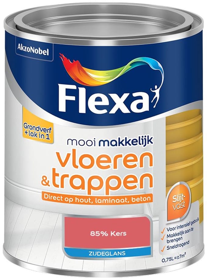 Flexa - Mooi Makkelijk Vloeren & Trappen Zijdeglans - 85% Kers - Mengverf - 750 Ml