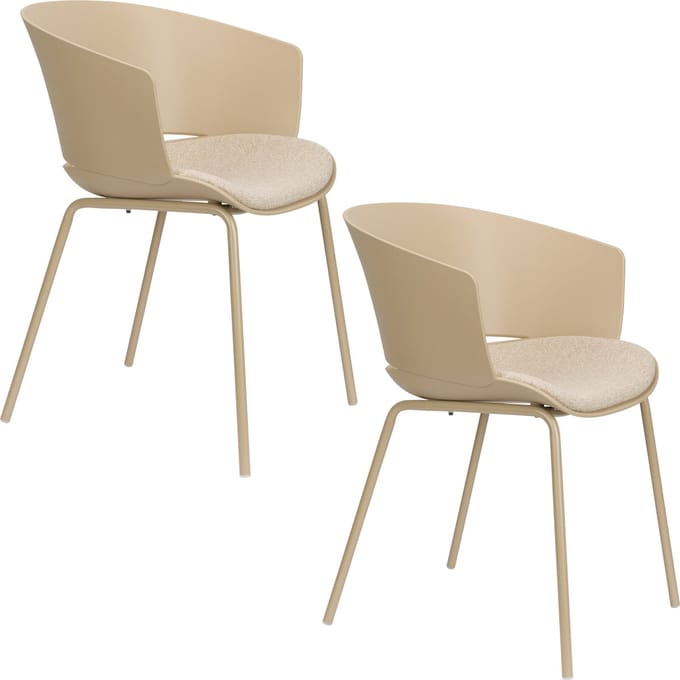 Housecraft Living Jessica Eetkamerstoelen Armleuning Beige - Set van 4