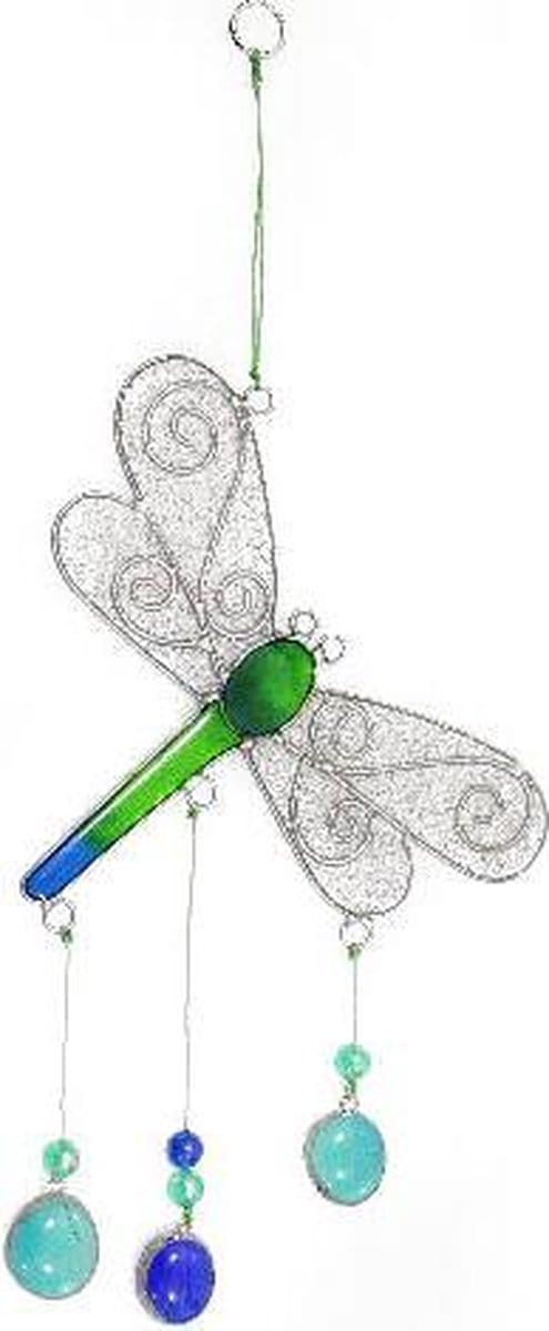 Raamdecoratie van Hars Libel (Groen/Transparant)
