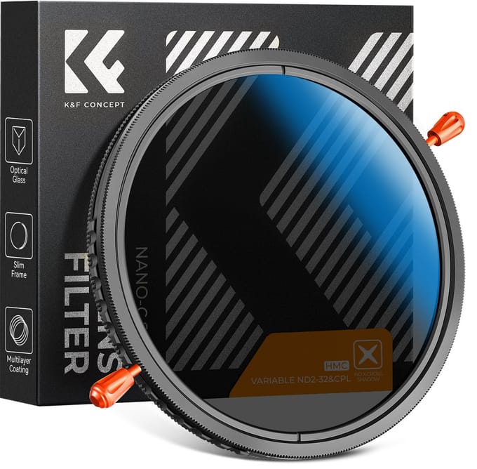 K&F Concept 82mm circulair polarisatiefilter & ND2-32 variabel grijsfilter Nano-C 2-in-1 filter CPL ND