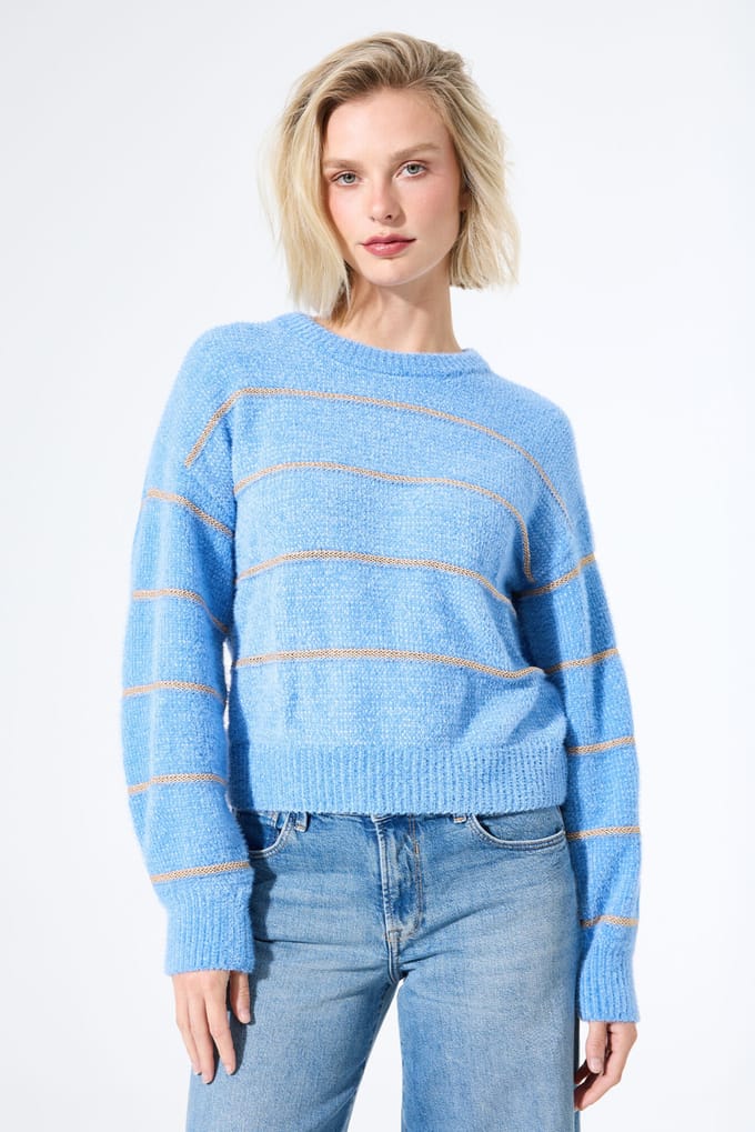 GARCIA Dames Effen Trui Blauw Lange mouw