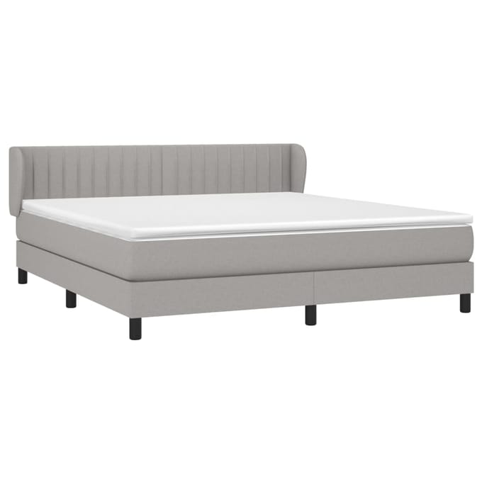 vidaXL - Boxspring - met - matras - stof - lichtgrijs - 180x200 - cm