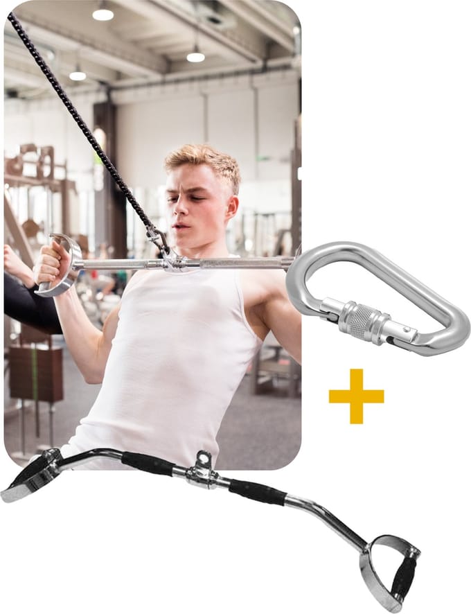 MIRO® Lat Pulldown Bar - Stang - Rug - Bicep - Fitness - Handgreep - 75 CM - Multifunctioneel + Karabijnhaak